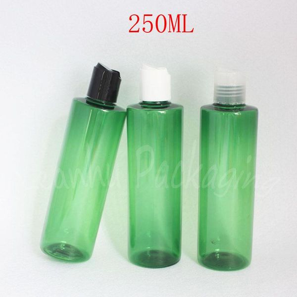 storage bottles & jars 250ml green flat shoulder plastic bottle disc cap , 250cc shampoo / lotion packaging empty cosmetic container